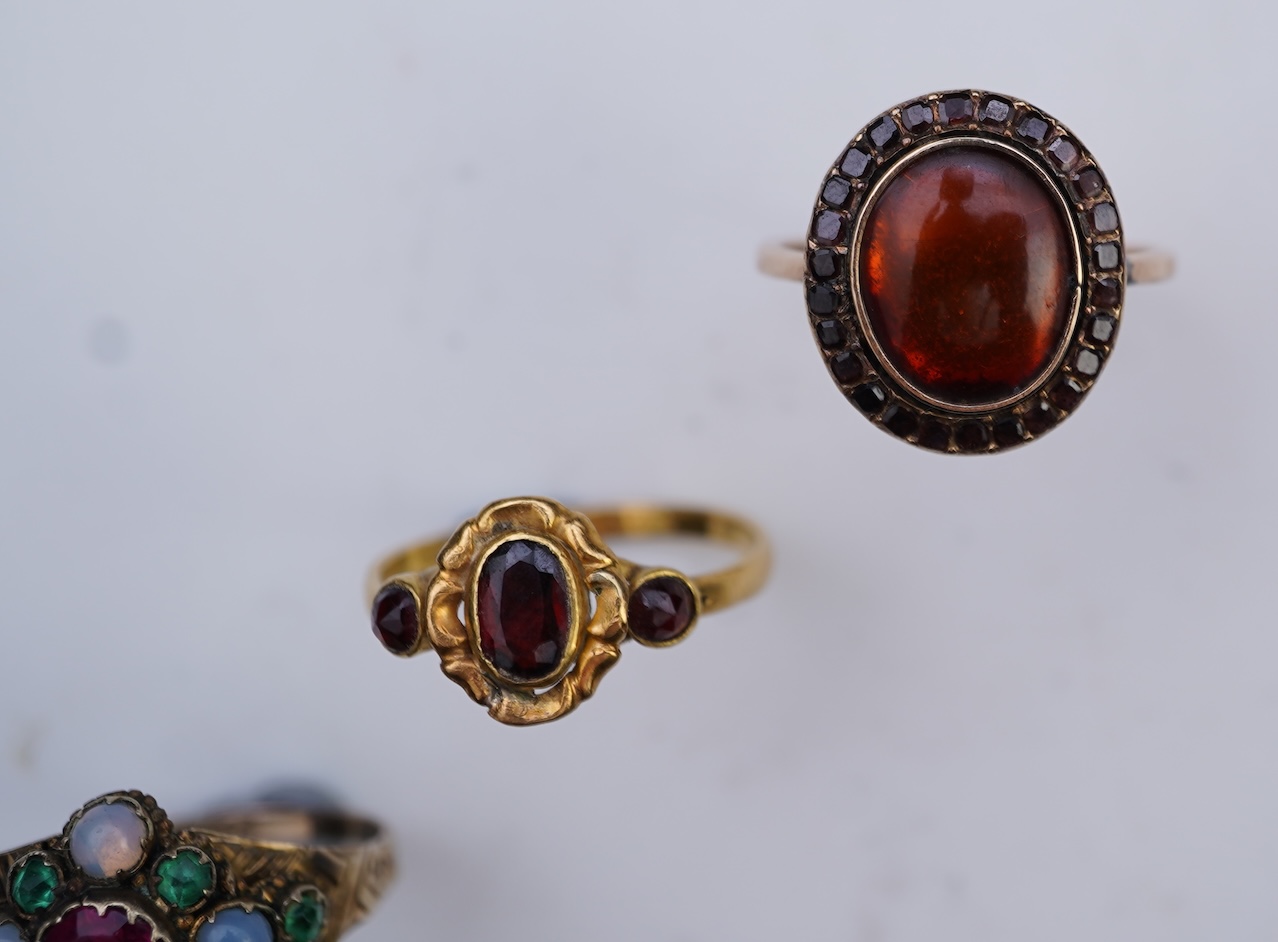 A collection of three antique rings, late 18th-19th century